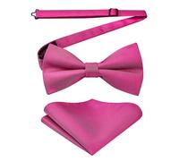 HISDERN Nœuds Papillon Homme Fuchsia et Mouchoir avec Crochet déjà Lié Réglable Color Sólido Nœuds Papillon et Carré de Poche Ensemble