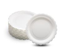 Hisdricus 100 Assiette Carton,Assiette Jetable,Biodégradable,Adapté pour les fêtes, les barbecues, anniversaires, les mariages et autres événements, robuste 250 g/m²(blanc,forme de fleur)
