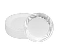 Hisdricus 100 Assiette Carton,Assiette Jetable,Biodégradable,Adapté pour les fêtes, les barbecues, anniversaires, les mariages et autres événements, robuste 250 g/m²(blanc)