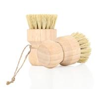 Hisdricus - 2 brosses de nettoyage - Brosse végétale - Brosse à vaisselle à tête ronde, 2 pièces en fibres de jute, respectueux de l'environnement et durable, pour casseroles, casseroles et légumes