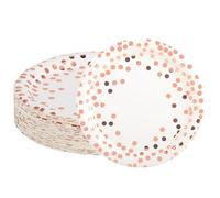 Hisdricus 50 Assiette Carton,Assiette Jetable,Biodégradable,Adapté pour les fêtes, les barbecues, anniversaires, les mariages et autres événements, robuste 300 g/m²(Or rose)
