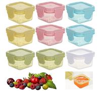 Hisdricus 9 Pcs Mini Conteneur de stockage alimentaire,récipients alimentaires hermétiques 60 ml avec couvercles,Mini Petit Pot Conservation Bébé Mignons, 100% sans BPA (5 couleurs)