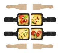 Hisdricus Lot de 4 Poelon raclette tefal, poêlons à raclette, pour raclette grill, avec revêtement antiadhésif et 4 grattoirs en bois pour griller du fromage, des œufs
