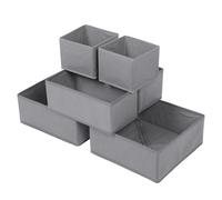 Hisdricus Lot de 6 Boîtes de Rangement en Non-Tissé, Organiseurs de Tiroir Pliables et Respirants, Parfaits pour Ranger les Soutiens-Gorge et Sous-Vêtements, Gris
