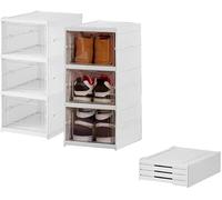 Organisateur chaussures pliable à 3 couches-casier chaussures empilables-ventilation et protection contre la poussière- idéal pour l'entrée, le couloir et la chambre