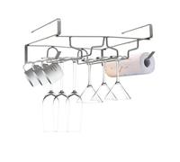 Hisdricus Porte Verres Suspendu,Support de Verre a Pieds,Range Verre Suspendu Bar,Support verre à pied suspendu,idéal pour cuisine, bar, café, restaurant (gris)