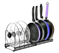 Hisdricus Range casseroles Réglables,Porte casseroles Support Extensible,Rangement Couvercle Casserole,Pratique pour organiser vos ustensiles de cuisine (noir, 10 compartiments)