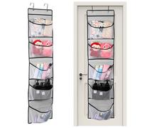 Hisdricus Rangement suspendu avec 5 sacs en maille - idéal pour le rangement porte dans la chambre - parfait pour organiser les jouets, couleur grise, pratique et élégant