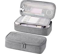 Hisdricus Trousse Scolaire, Grande Trousse Scolaire, Trousse Double Compartiment, pour Collège étudiants Fille Garçon Adolescent,Gris Clair