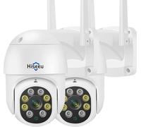 Hiseeu 2 Unités Caméra de Surveillance WiFi Extérieure 2K 5MP PTZ Caméra IP Vision Nocturne Couleur Détection de Mouvements Humaine Suivi Automatique 355° 90° Audio Bidirectionnel Carte SD IP66