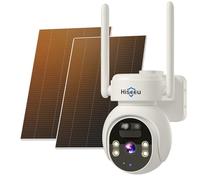 Hiseeu 24/7 Enregistrement 4MP Caméra Surveillance WiFi Extérieure Solaire sans Fil 2K Caméra WiFi avec 2X Panneau Solaire Détection de Mouvement Alarme, Vision Nocturne à Couleurs,Compatible Kit