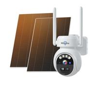 Hiseeu 24/7 Enregistrement 4MP Caméra Surveillance WiFi Extérieure Solaire sans Fil 2K Caméra WiFi avec 2X Panneau Solaire Détection de Mouvement Alarme, Vision Nocturne à Couleurs,Compatible Kit