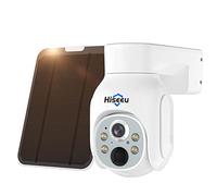 Hiseeu 4MP PTZ Caméra de Surveillance WiFi Extérieure sans Fil Solaire, Caméra IP sur Batteries, Vision Nocturne en Couleur Détection PIR, Alarme Sirène Audio Bidirectionnel, IP66 Compatible Kit