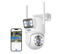 Hiseeu 【Double Objectif & 8X Zoom Numérique】 3MP Caméra Surveillance WiFi Exterieure, 2,4/5GHz WiFi Caméra IP Détection Humanoïde Suivi Auto 355° 90° Vision Nocturne Couleur Travailler avec Kit