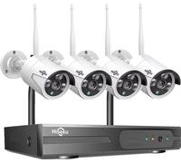 Hiseeu Système de surveillance CCTV sans fil, 10CH NVR, 4 caméras, détection humanoïde IA, 16CH 4PCS 3MPcaméra, 3T (户外运动)
