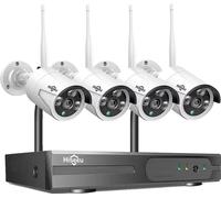 Hiseeu Système de surveillance CCTV sans fil, 10CH NVR, 4 caméras, détection humanoïde IA, 16CH 4PCS 5MPcaméra, 3T (户外运动)