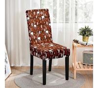Hiseng 1/4/6/8/10 Pièces Housse de Chaise,Imprimé de Noël Chair Covers Extensible Housse de Chaise Salleà Manger Lavable, pour Maison Hôtel Restaurant Décor (Élan,4 Pieces)