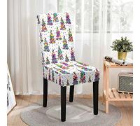 Hiseng 1/4/6/8/10 Pièces Housse de Chaise,Imprimé de Noël Chair Covers Extensible Housse de Chaise Salleà Manger Lavable, pour Maison Hôtel Restaurant Décor (Sapin de Noël,4 Pieces)