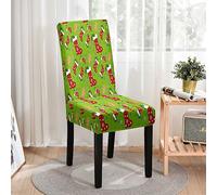 Hiseng 1/4/6/8/10 Pièces Housse de Chaise,Imprimé de Noël Chair Covers Extensible Housse de Chaise Salleà Manger Lavable, pour Maison Hôtel Restaurant Décor (Vert de Noël,6 Pieces)