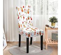 Hiseng 1/4/6/8/10 Pièces Housse de Chaise,Imprimé de Noël Chair Covers Extensible Housse de Chaise Salleà Manger Lavable, pour Maison Hôtel Restaurant Décor (Bonhomme de Neige 2,4 Pieces)
