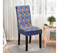 Hiseng 1/4/6/8/10 Pièces Housse de Chaise,Imprimé de Noël Chair Covers Extensible Housse de Chaise Salleà Manger Lavable, pour Maison Hôtel Restaurant Décor (Cloches,6 Pieces)