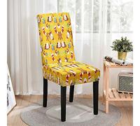 Hiseng 1/4/6/8/10 Pièces Housse de Chaise,Imprimé de Noël Chair Covers Extensible Housse de Chaise Salleà Manger Lavable, pour Maison Hôtel Restaurant Décor (Père Noël,6 Pieces)