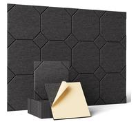 Hiseng 12 Pièces Tableau Liege Mural Auto-Adhésif Tableau Liege Adhesif Mural Autocollant Panneaux d'Insonorisation en Feutre pour Décoration Murale - Géométrie (Noir,30x30cm)
