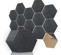 Hiseng 12 Pièces Tableau Liege Mural Auto-Adhésif Tableau Liege Adhesif Mural Autocollant Panneaux d'Insonorisation en Feutre pour Décoration Murale, Hexagone (Noir,30x30cm)
