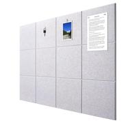 Hiseng 12 Pièces Tableau Liege Mural Auto-Adhésif, Tableau Liege Adhesif Mural Autocollant Panneaux d'Insonorisation en Feutre pour Décoration Murale (Gris clair,30x30cm)