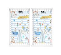 Hiseng 2 Pièces Drap Housse pour Lit Bébé Enfant Doux Draps Housses pour lit de Bébé et lit d'Enfant en Microfibre Protège Matelas Compatible pour Berceaux de Chevet (Transport,40x90cm)