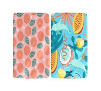 Hiseng 2 Pièces Drap Housse pour Lit Bébé Enfant Doux Draps Housses pour lit de Bébé et lit d'Enfant Microfibre Protège Matelas Compatible pour Berceaux de Chevet (Fruits 5,40x90cm)