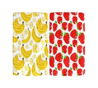 Hiseng 2 Pièces Drap Housse pour Lit Bébé Enfant Doux Draps Housses pour lit de Bébé et lit d'Enfant Microfibre Protège Matelas Compatible pour Berceaux de Chevet (Fruits 1,70x140cm)