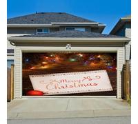 Hiseng 3D Bannière d'Noël, Rouge Grande Bannière Garage, Intérieur Extérieur Décoration Fête Fournitures pour Fond Photo, Maison, Jardin, Clôture Garage (Lumières de Noël,210x240cm)