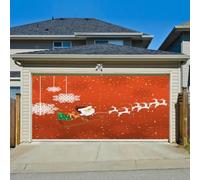 Hiseng 3D Bannière d'Noël, Rouge Grande Bannière Garage, Intérieur Extérieur Décoration Fête Fournitures pour Fond Photo, Maison, Jardin, Clôture Garage (Rouge-Or 02,210x240cm)