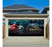 Hiseng 3D Bannière d'Noël, Rouge Grande Bannière Garage, Intérieur Extérieur Décoration Fête Fournitures pour Fond Photo, Maison, Jardin, Clôture Garage (Noir-Bleu,210x480cm)