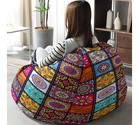 Hiseng 3D Boho Housse Pouf Poire Vide S M L XL XXL, Housse de Pouf Poire sans Remplissage Poire pour Enfants Adultes Tissus Lavables pour Salon Chambre (Bohemian,80x90cm)