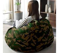 Hiseng 3D Camouflage Housse Pouf Poire Vide S M L XL XXL, Housse de Pouf Poire sans Remplissage Poire pour Enfants Adultes Tissus Lavables pour Salon Chambre (Vert foncé,90x110cm)