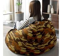 Hiseng 3D Camouflage Housse Pouf Poire Vide S M L XL XXL, Housse de Pouf Poire sans Remplissage Poire pour Enfants Adultes Tissus Lavables pour Salon Chambre (Marron,70x80cm)