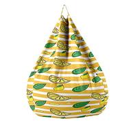 Hiseng 3D Housse Pouf Poire Vide S M L XL XXL, Imprimé Fruits Housse de Pouf Poire sans Remplissage Poire pour Enfants Adultes Tissus Lavables pour Salon Chambre (Citron Jaune,70x80cm)