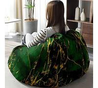 Hiseng 3D Marbre Housse Pouf Poire Vide S M L XL XXL, Housse de Pouf Poire sans Remplissage Poire pour Enfants Adultes Tissus Lavables pour Salon Chambre (Vert foncé,100x120cm)