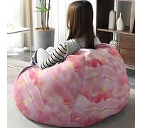 Hiseng 3D Marbre Housse Pouf Poire Vide S M L XL XXL, Housse de Pouf Poire sans Remplissage Poire pour Enfants Adultes Tissus Lavables pour Salon Chambre (Rose,90x110cm)