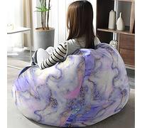 Hiseng 3D Marbre Housse Pouf Poire Vide S M L XL XXL, Housse de Pouf Poire sans Remplissage Poire pour Enfants Adultes Tissus Lavables pour Salon Chambre (Lilas Clair,80x90cm)