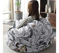 Hiseng 3D Marbre Housse Pouf Poire Vide S M L XL XXL, Housse de Pouf Poire sans Remplissage Poire pour Enfants Adultes Tissus Lavables pour Salon Chambre (Gris,70x80cm)