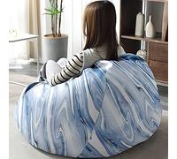 Hiseng 3D Marbre Housse Pouf Poire Vide S M L XL XXL, Housse de Pouf Poire sans Remplissage Poire pour Enfants Adultes Tissus Lavables pour Salon Chambre (Bleu,70x80cm)