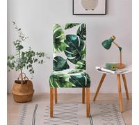 Hiseng 3D Motif Jacquard Housse de Chaise, Housse de Chaise Extensible Housse de Chaise Salleà Manger Lavable, Housse pour Chaise Maison Hôtel Restaurant Décor (Feuilles Vertes,6 Pieces)
