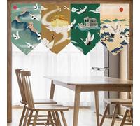 Hiseng 4 Pièces Japonais Porte Rideaux Courts Noren Rideau de Porte de Style Japonais Tenture Murale Drapeaux pour Sushis Rideau Panneau Décoration de la Maison (20x30cm,Style 7)