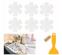 Hiseng 6 PCS Autocollants Antidérapants de Baignoires avec Grattoirs, Autocollants en Forme de Fleur pour Sall de Bain, Douche, Marches d?escalier, Piscine (Blanc,10x10 cm/1 Ensemble)