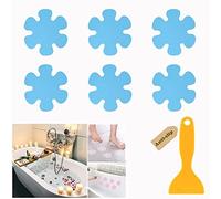 Hiseng 6 PCS Autocollants Antidérapants de Baignoires avec Grattoirs, Autocollants en Forme de Fleur pour Sall de Bain, Douche, Marches d?escalier, Piscine (Bleu,10x10cm/2 Ensembles)