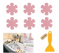 Hiseng 6 PCS Autocollants Antidérapants de Baignoires avec Grattoirs, Autocollants en Forme de Fleur pour Sall de Bain, Douche, Marches d?escalier, Piscine (Rose,10x10cm/2 Ensembles)