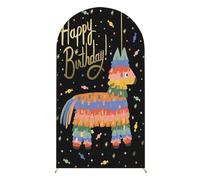 Hiseng Arche Anniversaire Couverture, Toiles de Fond Anniversaire en Forme d'Arche pour Fête de Mariage, Prénatale Décoration, Réversible, Impression 3D (Alpaga,6.6ft(200x100cm))